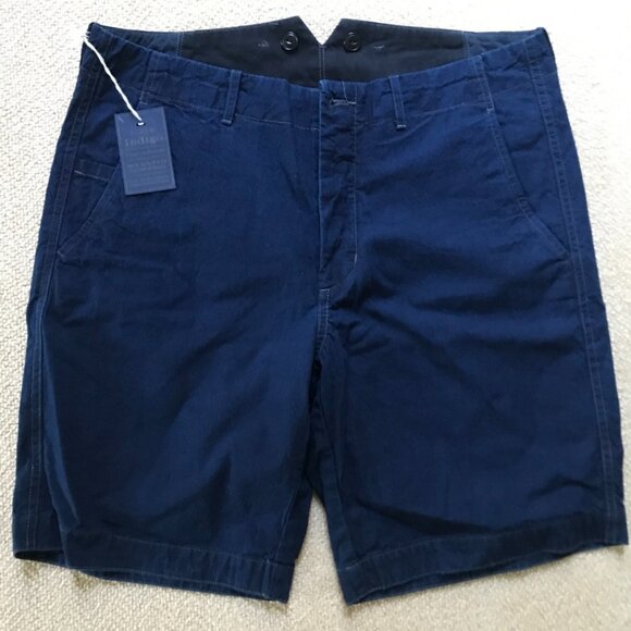 Crew Wallace &Barnes Indigo Flat Front Button Fly Shorts NEW - Main Image